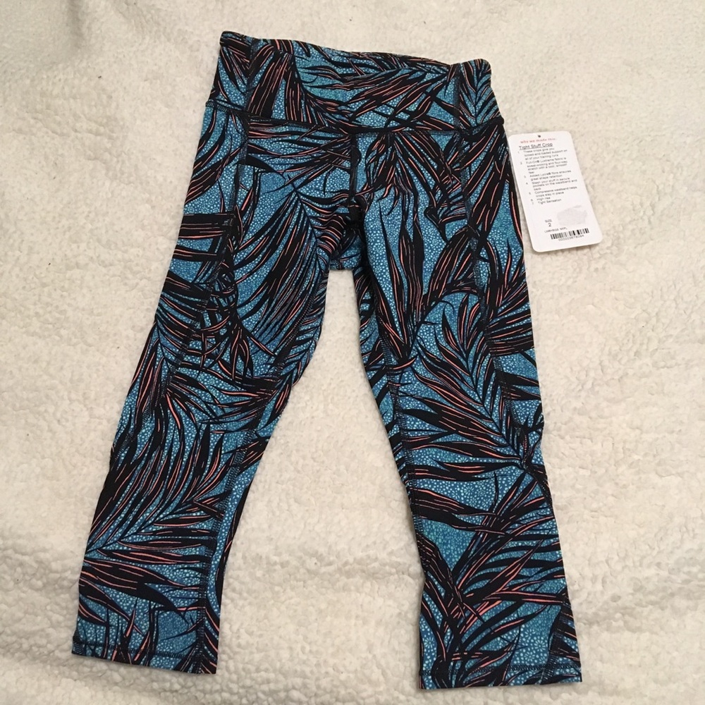 Lululemon Tight Stuff Crop RARE! Palm Tofino Teal